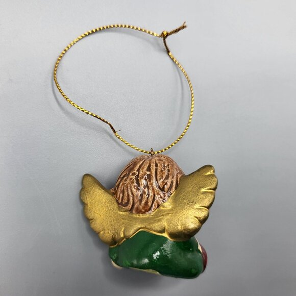Vintage Enesco Ceramic Mini Angels Cherubs Christmas Ornaments Set Of 3 Hanging - Picture 10 of 11